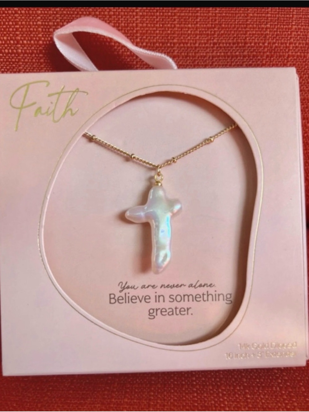 NWT 14K Gold Dipped Pearl Cross
Necklace - Gold/Ivory